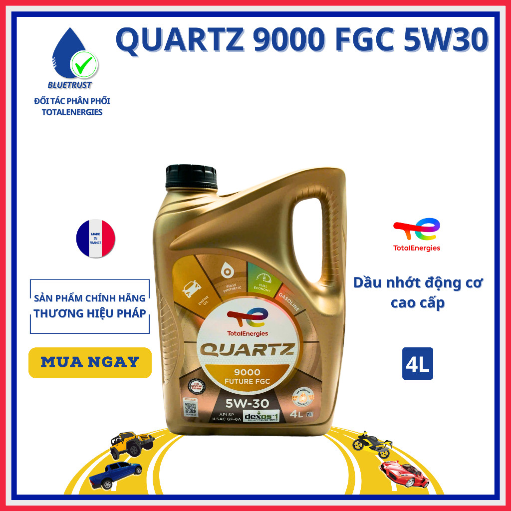 Dầu nhớt động cơ ô tô TOTAL QUARTZ 9000 FGC 5W30, API SP / ILSAC GF-6A - 4 Lít