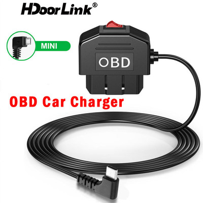 Hdoorlink Mini Cổng USB Xe Ô Tô OBD Hardwire Bộ Cho Dashcam Gương Ghi Sạc Có Công Tắc DVR Xe Hơi Bộ Dây Cứng