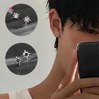 Ru 1 Cặp Hợp Thời Trang Đen Zircon Ngôi Sao Bông Tai Dành Cho Nam Nữ Cặp Đôi Trắng Cá Tính Hip-hop Bông Tai Dự Tiệc Phụ Kiện Trang Sức n