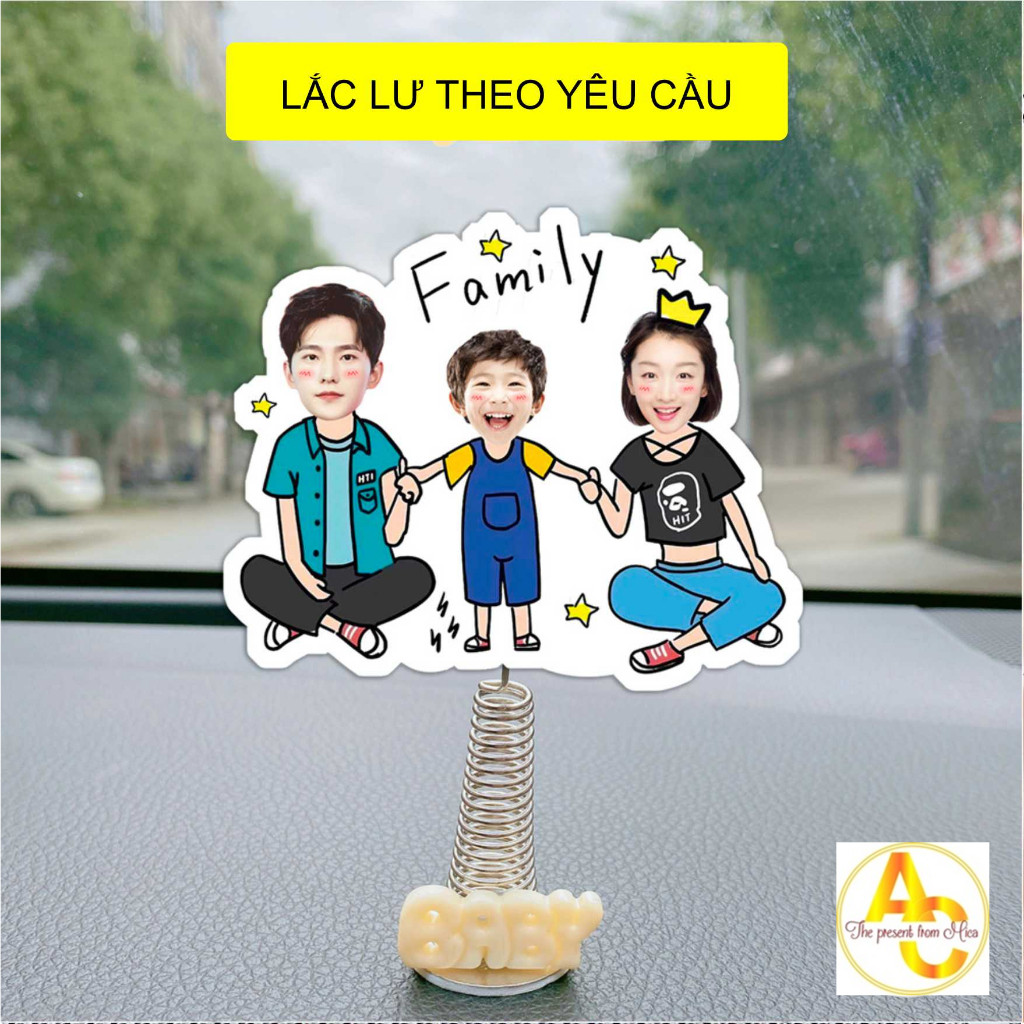 Standee lò xo lắc lư gia đình in theo yêu cầu đáng yêu trong suốt đế dính trang trí in theo yêu cầu