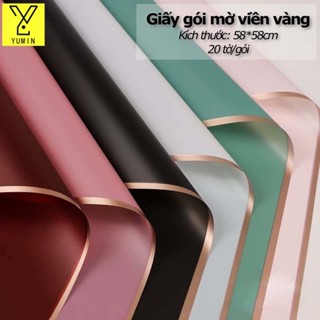 20 Tờ Giấy Gói Hoa Bóng Mờ Viền, Giấy Gói Hoa bóng,Ánh Đồng Cao Cấp Màu Sắc Phong Phú Không Thấm Nước,Khổ 58*58cm