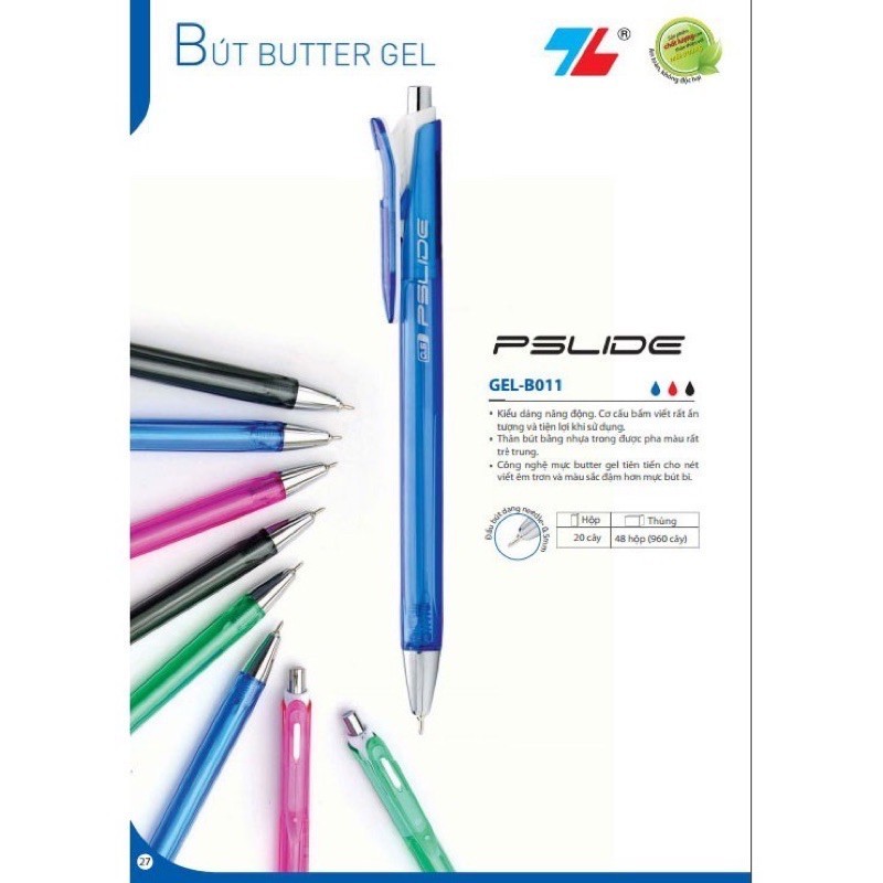 [ 5 CÂY ] Bút bi Thiên Long GELB011 Gel B011 PSLIDE -