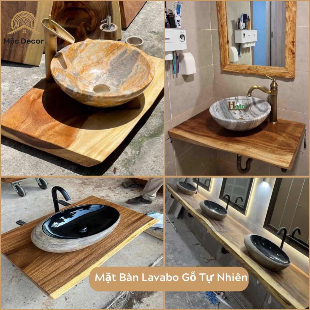 Bàn Lavabo Gỗ Tự Nhiên, Bàn Để Chậu Rửa Mặt Gỗ Me Tây