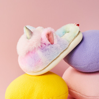 Cheerful Mario Dép bông kỳ lân Trẻ Em Bé Gái Công Chúa Đáng Yêu Giày cotton Mùa Đông Bé Gái Nhà Chống Trơn Trượt Cho Bé Bông Dép