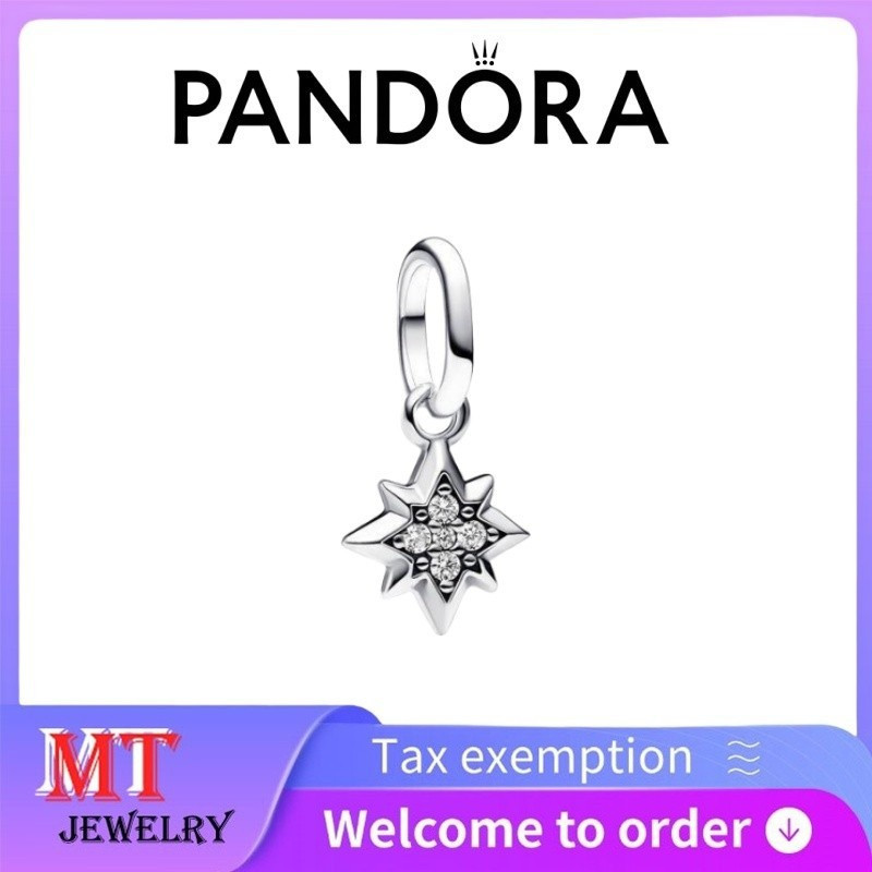 100% S925 Bạc Cặp Đôi Nữ Pandora Trang Sức DIY Vòng Cổ Vòng Tay Mặt Dây Chuyền Pandora ME Ngôi Sao M