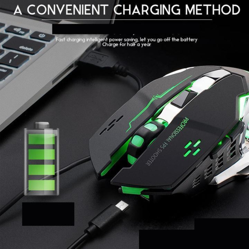 Chuột không dây máy tính cao cấp Wireless 2.4GHz dùng pin sạc cho Laptop, máy tính, điện thoại, TV