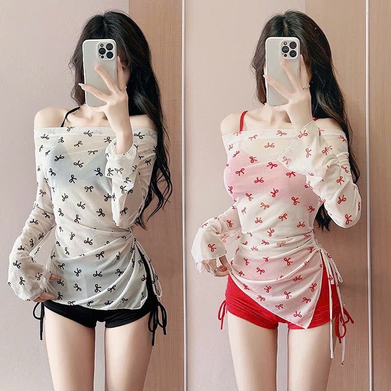 Set bộ đồ bơi bikini 3 chi tiết thiết kế họa tiết nơ trễ vai hottrend phong cách sexy gợi cảm HMH BKN61 | BigBuy360 - bigbuy360.vn