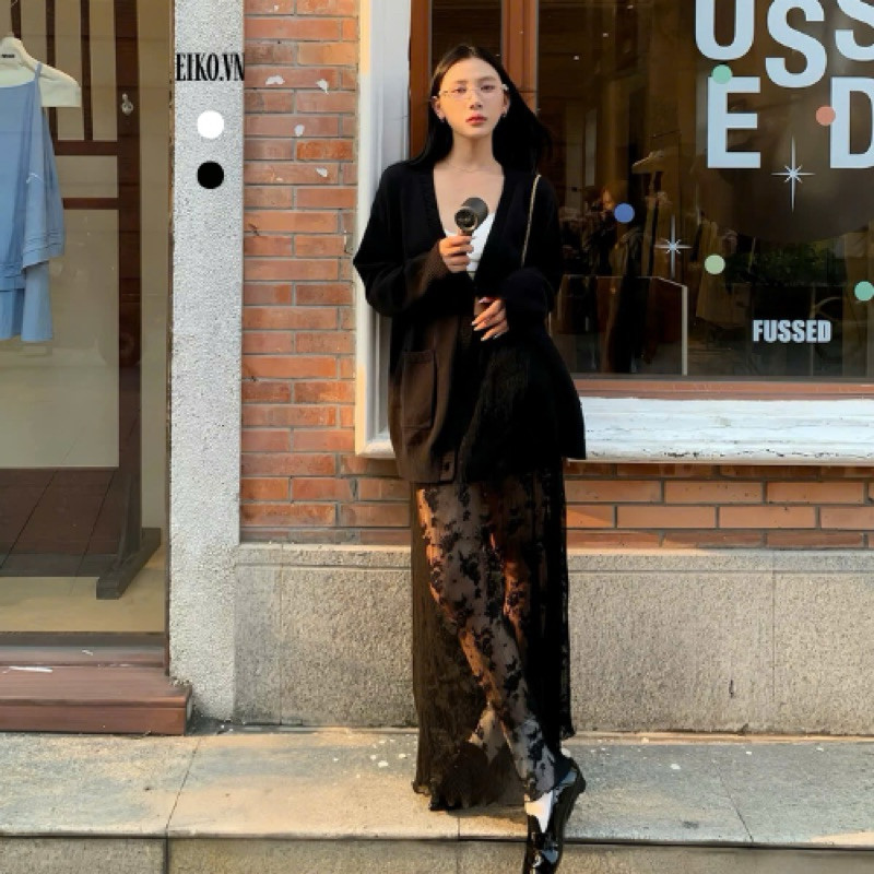 Chân Váy Ren A Nữ Dáng Dài, Váy Ren Tiểu Thư Hot Trend Joile