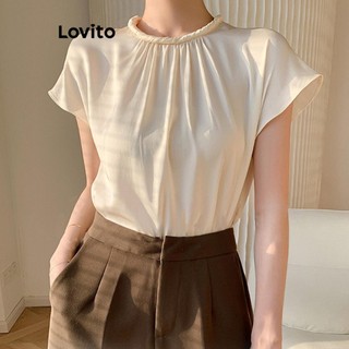 Áo kiểu Lovito xếp ly màu trơn thanh lịch cho nữ LNL67124