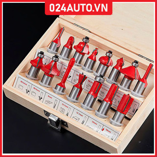 Bộ mũi phay gỗ, soi gỗ 15 chi tiết 6.35mm chuyên dùng cho máy phay