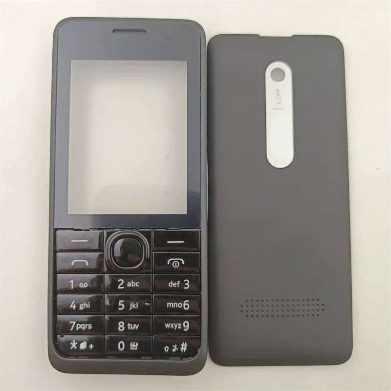 Dành Cho Nokia 301 Full Housing Case Khung Trước + Vỏ Pin + Bàn Phím Tiếng Anh (KHÔNG CÓ Khung Giữa)