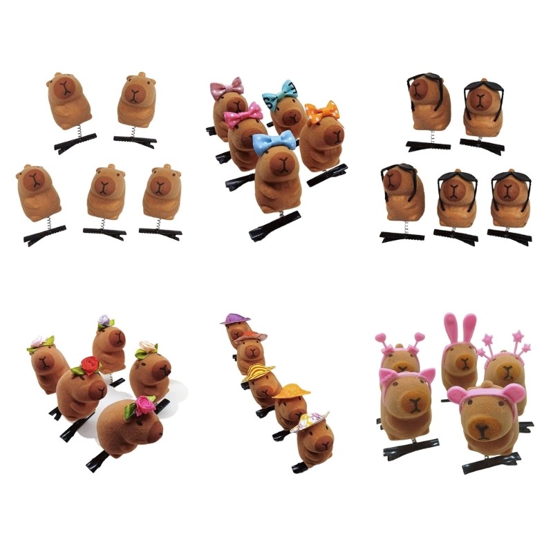 SJP 5 Chiếc Dễ Thương Capybara Sang Trọng Kẹp Tóc Đáng Yêu Capybara Kẹp Tóc Cho Hàng Ngày