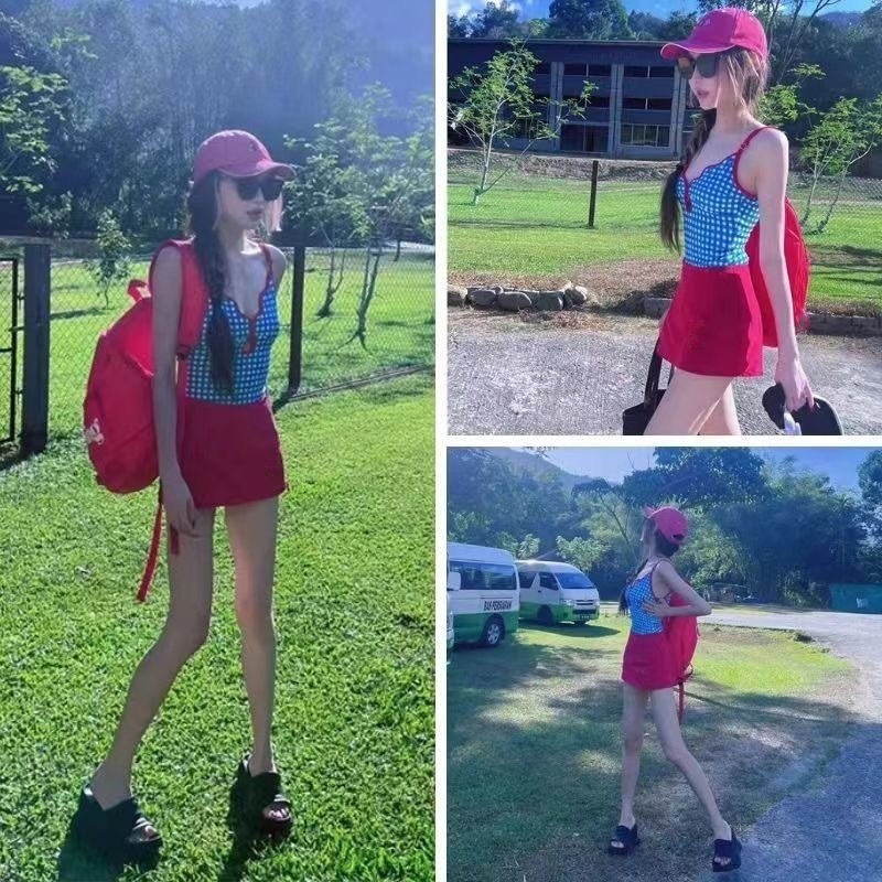 Đồ Bơi Nữ Dopamine Bikini Dễ Thương Một Mảnh Đồ Bơi Phong Cách Hàn Quốc Kẻ Sọc Xanh Đi Biển Một Mảnh Bikini Bộ | BigBuy360 - bigbuy360.vn