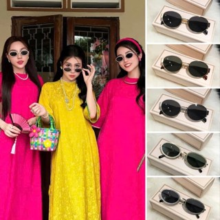 Mắt kính ngố thầy bói chụp ảnh mặc áo dài Tết 2025, kính râm mặt tròn chụp ảnh cưới style cổ trang