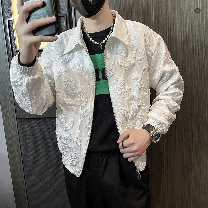 Áo khoác Slim-fit Nam Xuân Thu Áo Khoác Hợp Thời Trang Jacquard Ve Áo Nam Xù Đẹp Trai Cao Cấp 2022 T