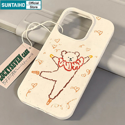 Ốp điện thoại hình gấu nhảy múa dễ thương và vui nhộn Suntaiho Vỏ chống sốc cao cấp mềm mờ cho iPhone 11 12 13 14 15 16 Pro max IP 7 8 Plus Iphon X Xs XR Xs max