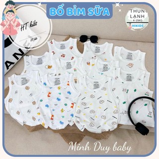 (Loại Đẹp) Set 3/5 Áo Ba Lỗ Sơ Sinh Thun Lạnh in hoạ tiết mềm mịn cho bé trai bé gái size 4 -14 kg MD-ABL06T Hikids