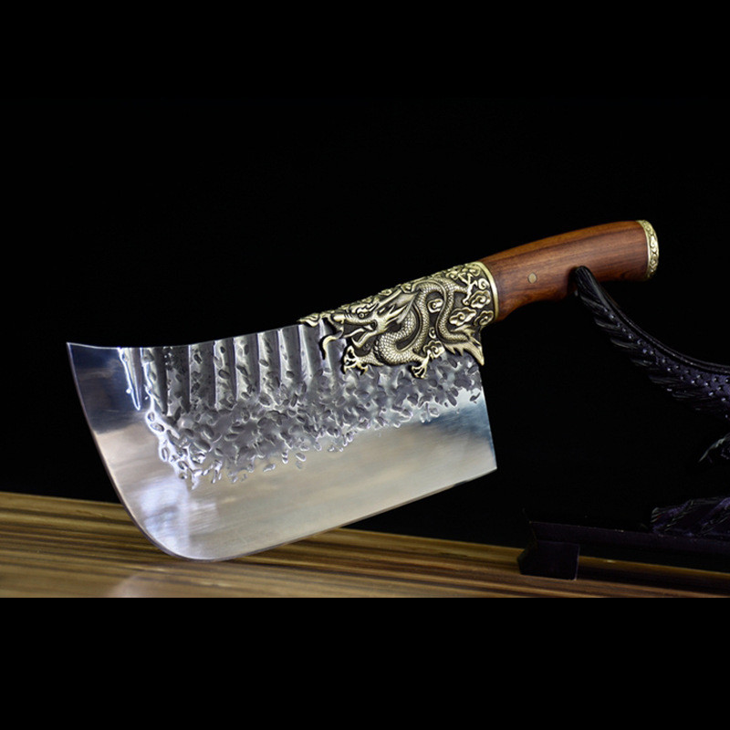 Dao bếp thái lọc,chặt gà không rỉ cao cấp, mặt dao hoa văn phong thủy,khâu đồng -TOPCOMSHOP - D44 DT