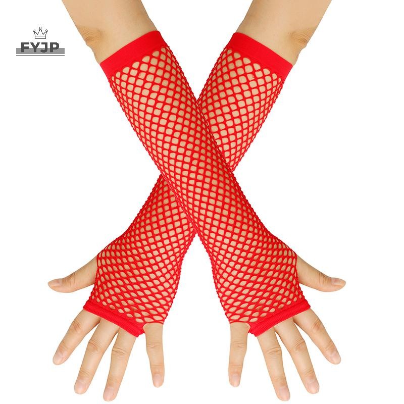 [FYJP] 1 Cặp Găng tay lưới lưới cá dài dành cho nữ Găng tay lưới không ngón Punk Rock Fancy Night Cl