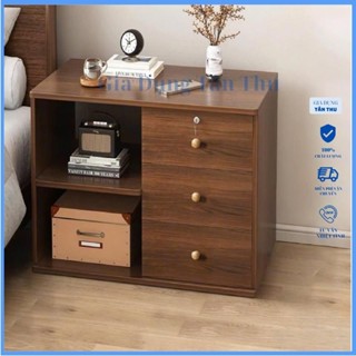 Tủ đa năng gỗ MDF phủ melamine, có khóa, màu gỗ sậm, kích thước 60x30x60cm sang trọng cho đầu giường