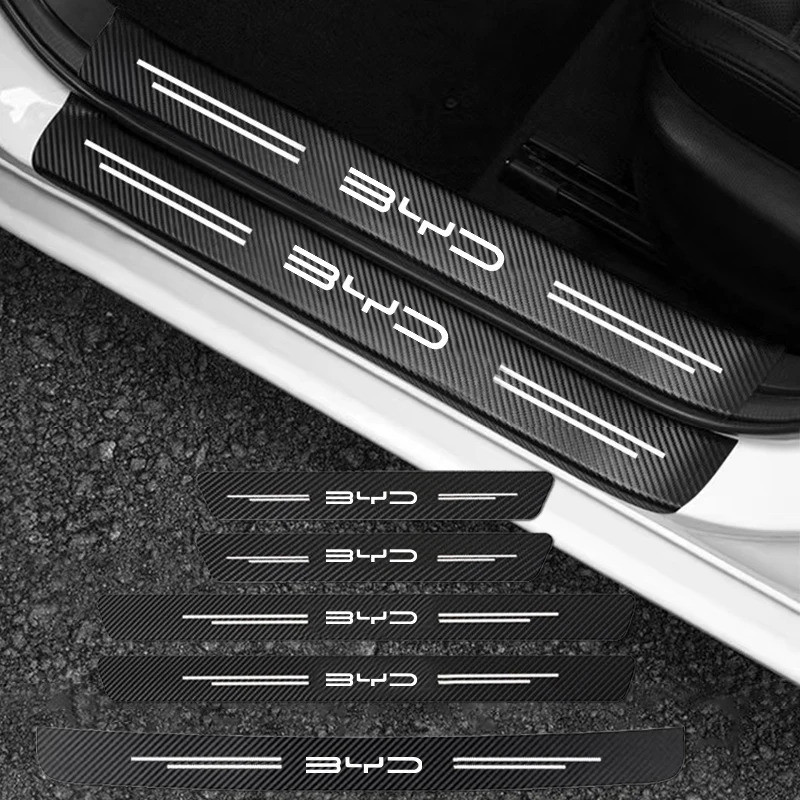Sợi Carbon Cửa Ô Tô Tấm Bảo Vệ Cho BYD M6 G3 G5 T3 F3 F0 S6 S7 E5 E6 L3 Đường Miếng Dán Chống Trầy Xước Decal Đa Năng Phù Hợp Với Ngưỡng Tấm
