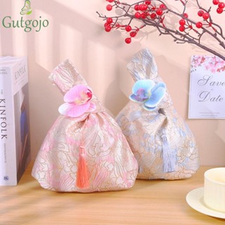 Túi đeo cổ tay thắt nút tua rua GUTGOJO, Túi mặt hàng nhỏ Mặt dây chuyền hoa Túi xách phong cách Trung Quốc mới, Túi lưu trữ thanh lịch Túi đựng đồ ăn trưa Túi đựng mỹ phẩm Phụ kiện sườn xám Túi kẹo cưới