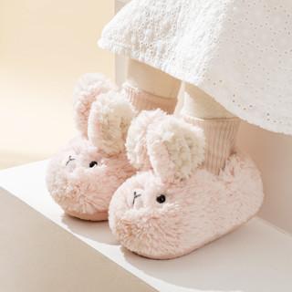 Cheerful Mario dép bông thỏ Mềm Mại cho bé gái dép lông Màu đồng nhất chống trượt bé gái bé trai giày giữ ấm cho bé