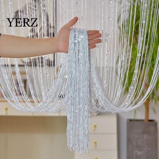  Rèm dây hạt YERZ Rèm cửa chia phòng sáng bóng Xử lý cửa sổ 1 * 2M Màu trơn Thanh lịch Tua Rua Rèm cửa sổ Trang trí nội thất 