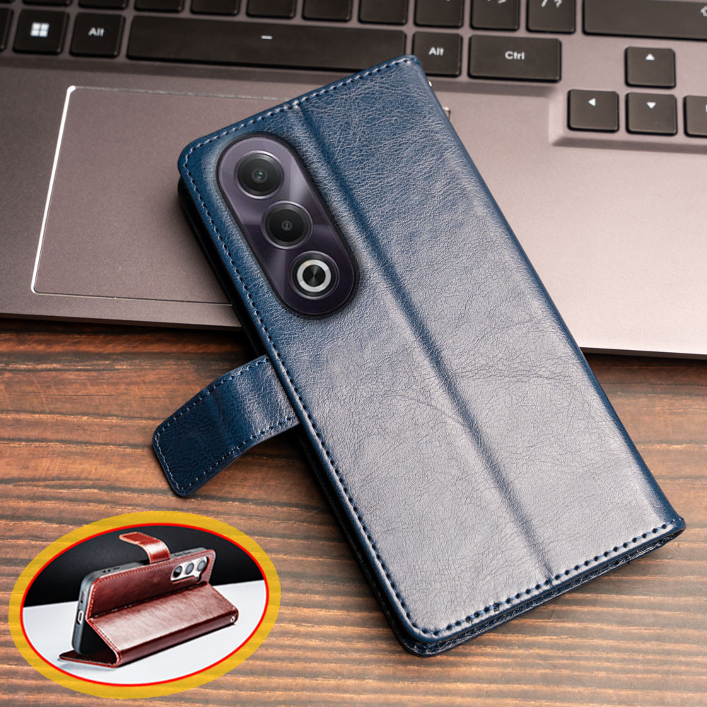 Oppo K12x A3x 5G CPH2667 PKD130 Ví da cổ điển cổ điển Folio Case Flip Notebook Style Cover với khe c