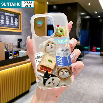 Suntaiho Elegant Dog Cat Pattern Clear Frosted Case cho Iphone 16 15 14 12 13 11 Pro Max IP 7 8 Plus Iphon X Xs XR Xs Max TPU Silicon Mềm Cao Cấp Chống Sốc Ốp điện thoại