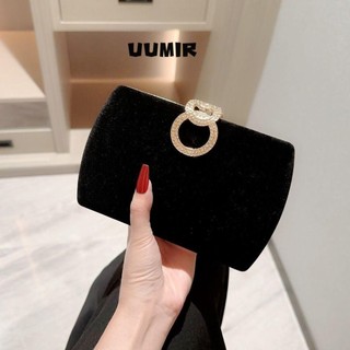 Túi dạ hội UUMIR, Túi ly hợp màu đen thiết kế sang trọng, Túi xách cưới nhung cổ điển dành cho nữ