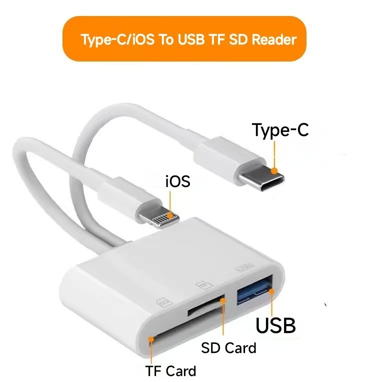 Type-c / ios Sang SD TF USB 3 Trong 1 Đầu Đọc Thẻ Nhớ Cho xiaomi Samsung ios 18 17 16 15 14 13 Andro