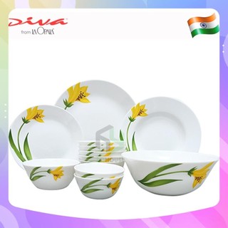 Bộ chén đĩa thủy tinh chịu nhiệt 12 món canary arch - diva laopala ivory