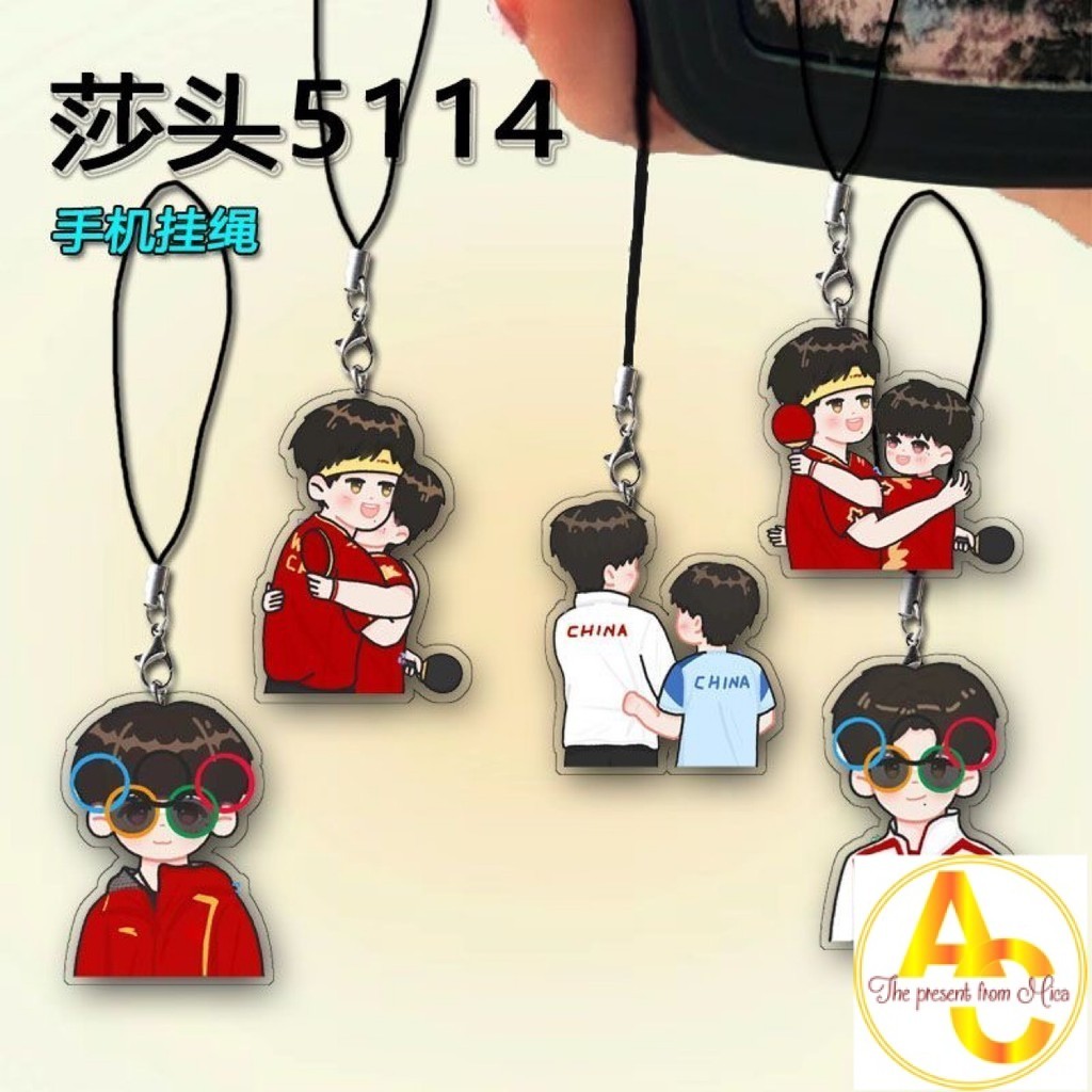 Wang Chuqin Sun Yingsha Q Phiên Bản Điện Thoại Di Động Dây Xích Acrylic