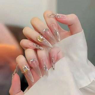 Thanh Lịch Champagne Da Báo Mèo Bấm Mắt Trên Móng Tay24 Chiếc Sáng Bóng Quyến Rũ Móng Tay Nghệ Thuật Có Thể Tháo Rời Móng Tay Giả