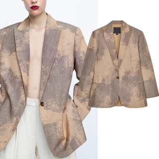 Áo Blazer dài tay in họa tiết tối giản ZARA Ve áo ZARA 3074786