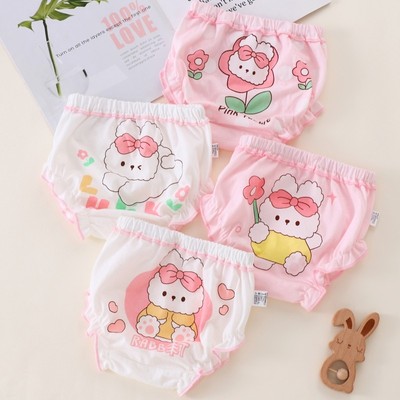 Adabaobao® ᵛⁿ Mùa Hè Tập Đi Bé Gái Quần Lót 0-4 Tuổi Trẻ Em Mềm Mại Thoáng Khí Quần Lót Cotton Thời Trang Nơ In