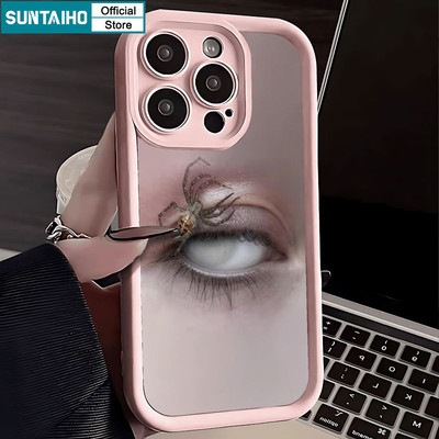 Suntaiho Mysterious Eye and Spider Pink Ốp Điện Thoại Silicon Mờ Mềm Cao Cấp Chống Sốc Cho iPhone 11 12 13 14 15 16 Pro max IP 7 8 Plus Iphon X Xs XR Xs max