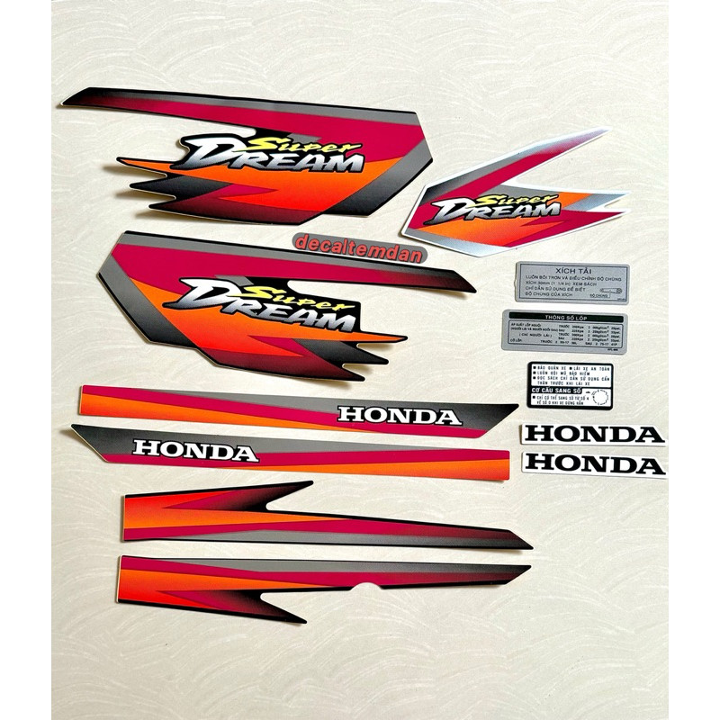 DDXM - v48H - TRỌN BỘ TEM XE SUPER DREAM 2001 HÀNG XỊN THÁI LAN CỰC NÉT