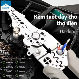 Kìm tuốt dây đa năng, kềm cắt kèm bấm cos, tách vỏ, xoắn dây, inox, chắc khỏe và bền bỉ