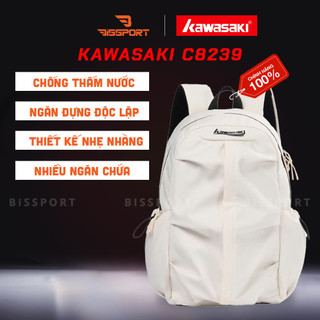 Balo Cầu Lông Kawasaki C8239 Chính Hãng - Màu Trắng - Tiện Lợi - Bền Bỉ - Dây Khóa Chắc Chắn - Ngăn Nhiều - Dầy Dặn