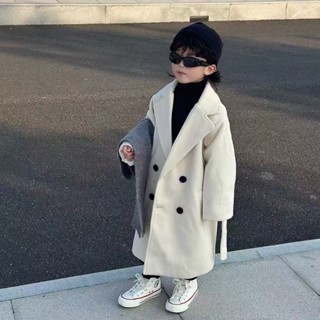 [Khuyến nghị bán chạy] Áo khoác trẻ em mùa thu và mùa đông Áo khoác len dài cho bé trai cao cấp Áo khoác len trẻ em vừa và lớn phong cách phương Tây