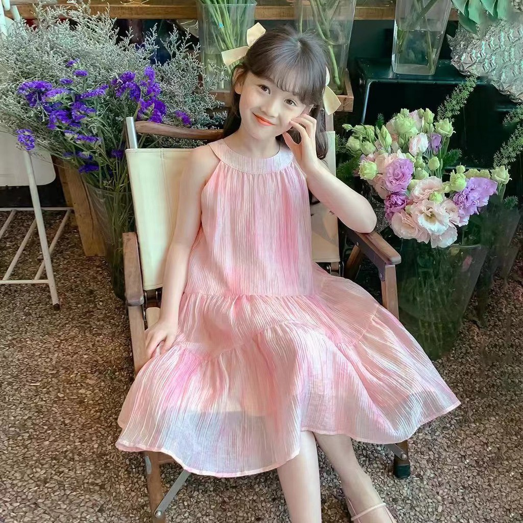 Đầm Bé Gái Hồng Mùa Hè 2024