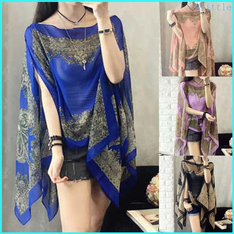Alia Nữ Chăn Cardigan Khăn Choàng Có Họa Tiết Hoa Lớn Chăn Bọc Chống Nắng