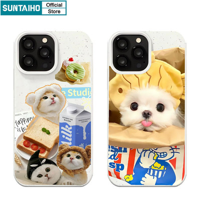 Suntaiho Vỏ Dễ Thương Hoạt Hình Chó Mèo Họa Tiết Chim Cánh Cụt Ốp lưng Iphone 16 15 14 13 12 11 Pro Max IP 7 8 Plus Iphon X Xs XR Xs Max Silicon Mềm Cao Cấp Chống Sốc Ốp Lưng