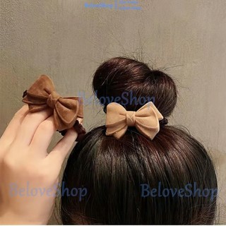 Cột tóc nơmàu trơn đơn giản , Cột tóc hình trái tim -BeloveShop