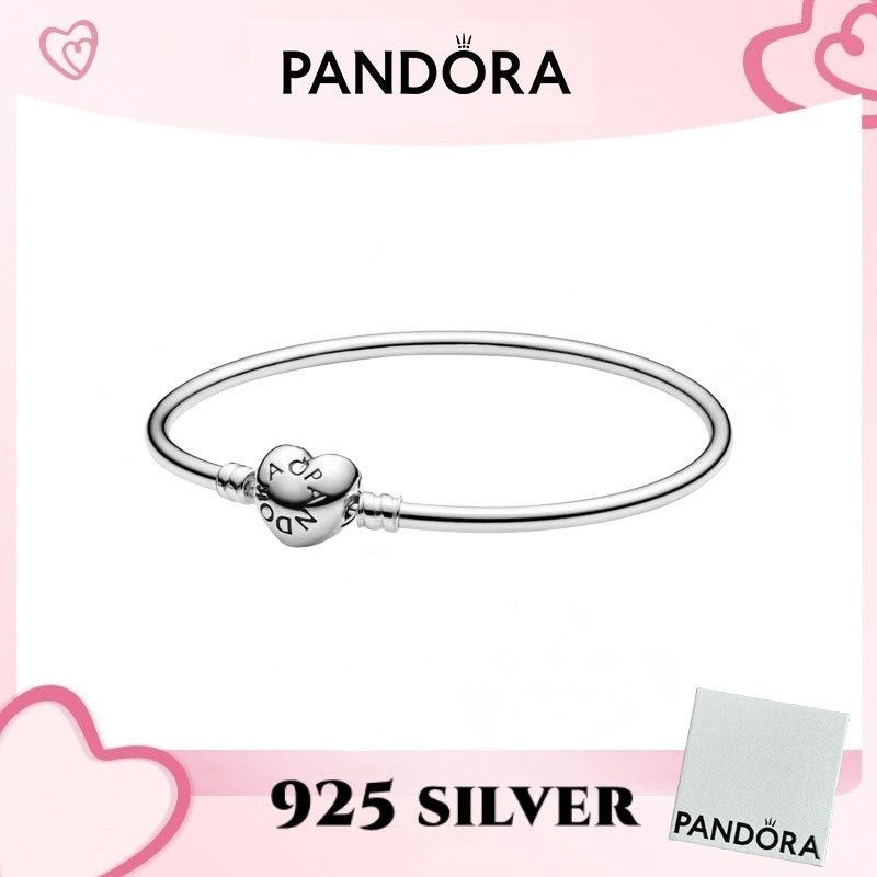 100% PANDORA S925 Bạc Trang Sức Vòng Tay Mặt Dây Chuyền Pandora Khoảnh Khắc Trái Tim Khóa Lắc Tay EF