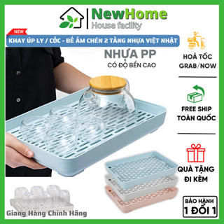 Khay Úp Ly, Cốc - Khay Để Ấm Chén Nhựa Việt Nhật 5658 Có Lưới Thoát Nước Tiện Dụng.