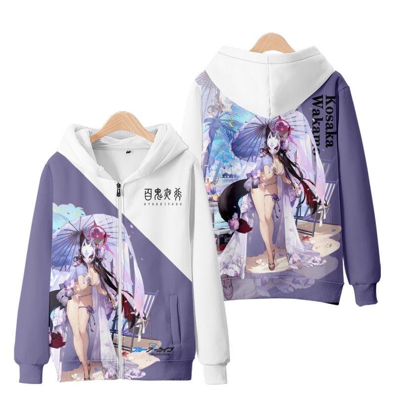 Anime Mới Blue File Kosaka Wakamo / Kuda Izuna Dây Kéo Áo Hoodie Thời Trang Nhật Bản Nam Nữ Rời 3D In Áo Hoodie Unisex Áo Hoodie Dài Tay Hàng Đầu Nhập Vai
