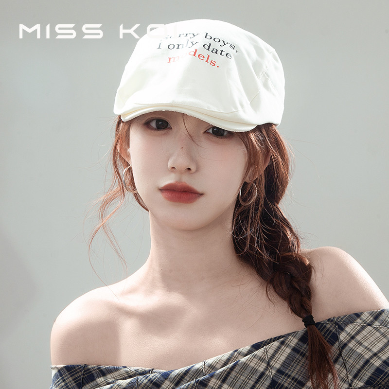 MISSKOI Retro Letter Cap Forward Cap Nữ Phong Cách Mới Newsboy Cap Back Wear Beret